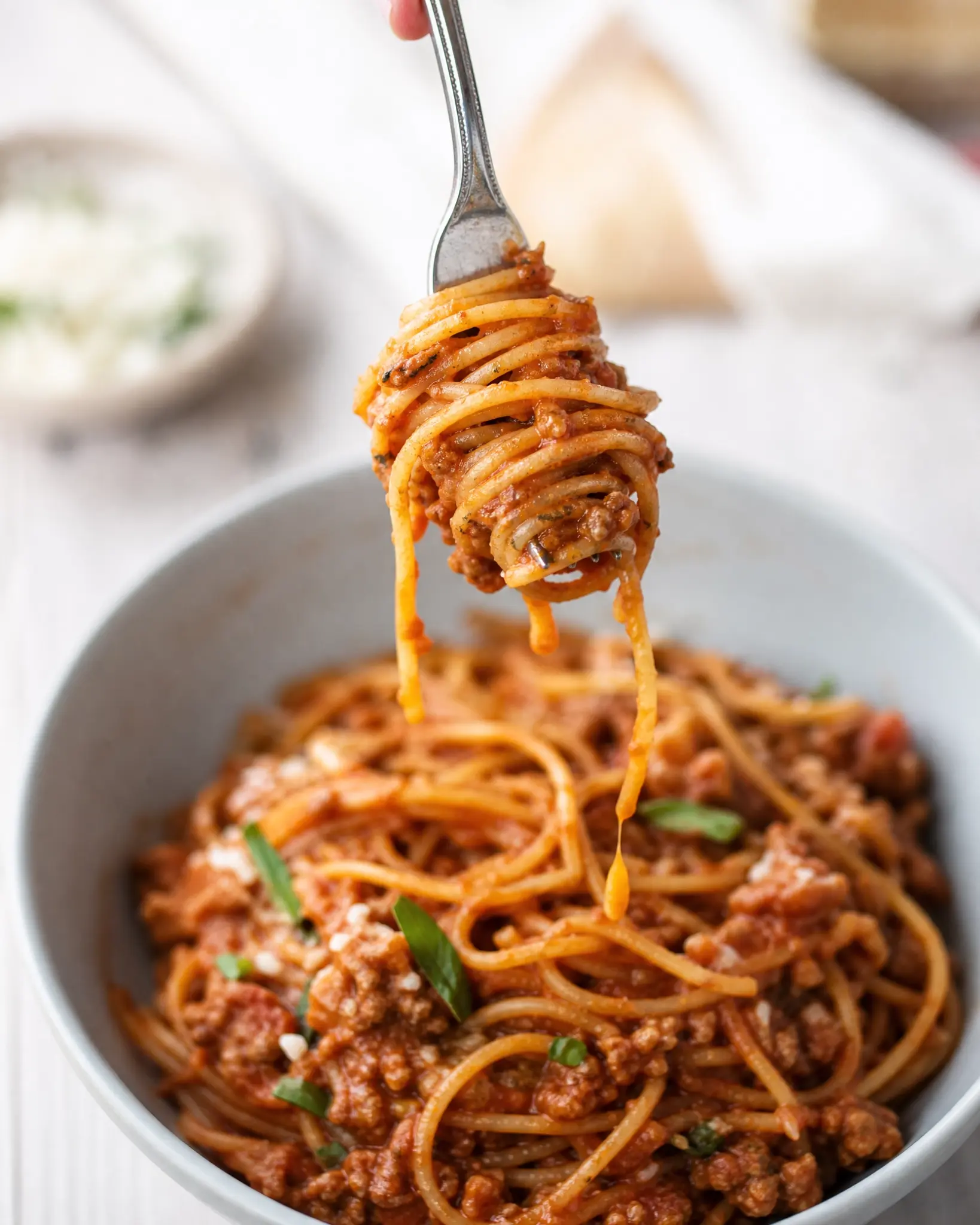 Spaghetti Bolognese plated dinner